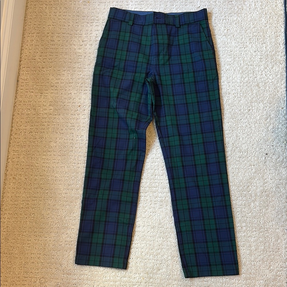 Vineyard Vines Kids Plaid Chinos in Blue and Green